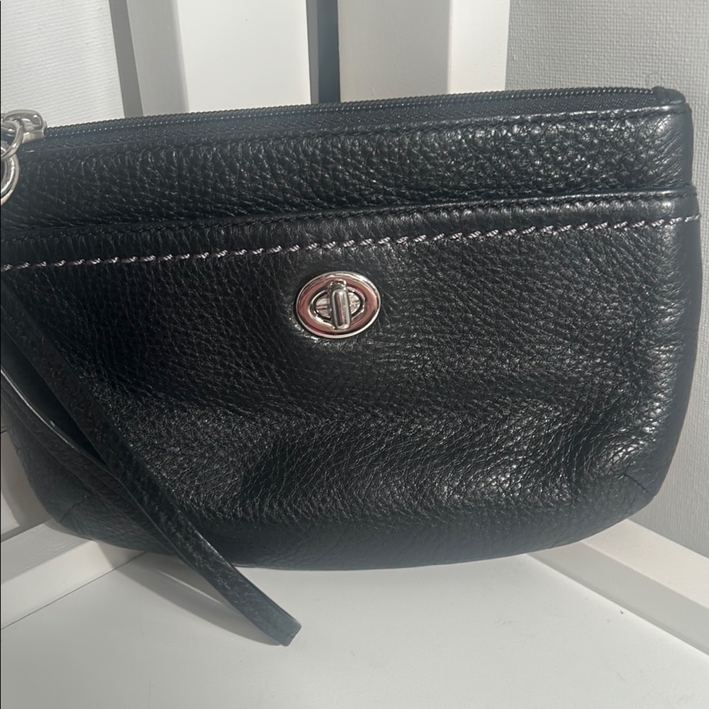 Coach Pebble Black Leather Clutch